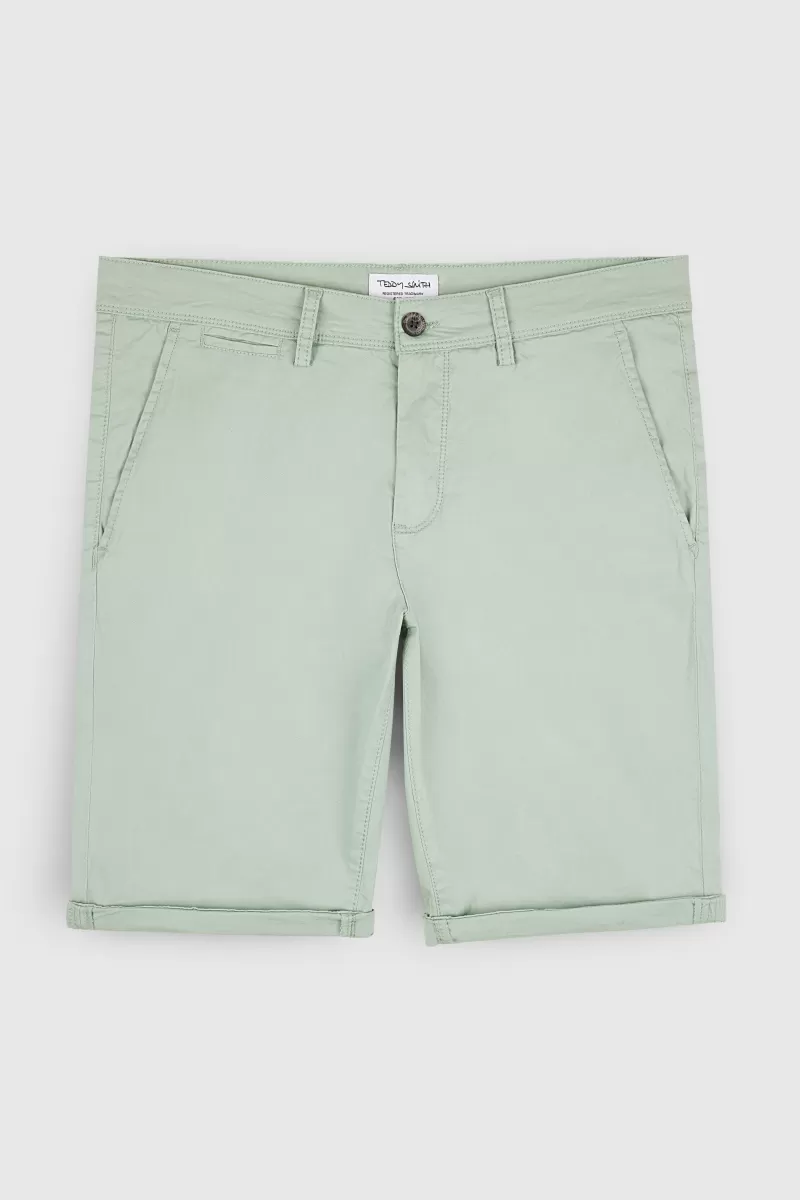 Teddy Smith Short & Bermuda<Bermuda coupe chino SHORT CHINO STONE MINT STONEMINT