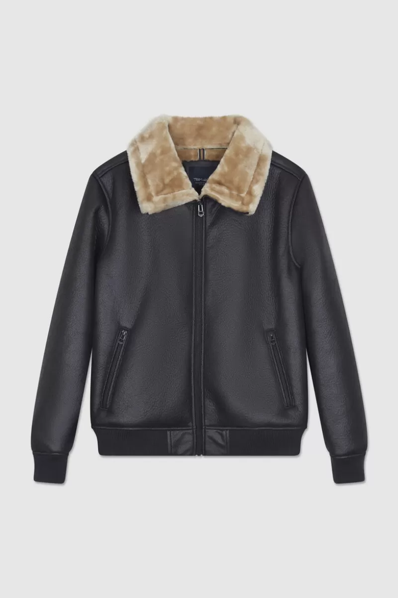 Teddy Smith Manteau & Blouson<Blouson simili cuir avec col en sherpa RONALD CHARBON