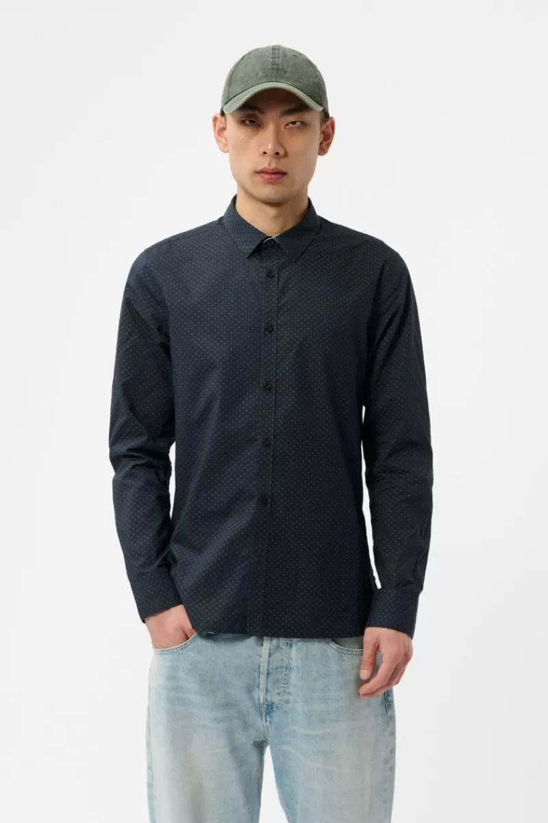 Teddy Smith Chemise<Chemise à pinces col français CARTON ML TOTAL NAVY/MICRO PRINT 2 TOTALNAVY/MICROPRINT2