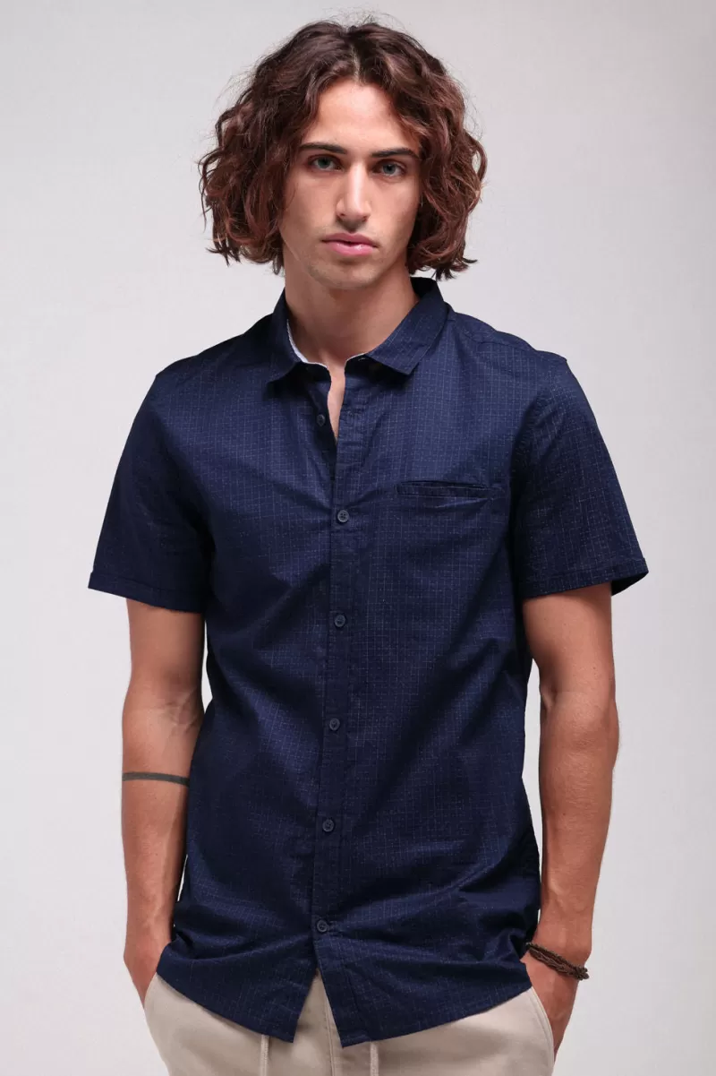 Teddy Smith Chemise<Chemise CUT MC TOTAL NAVY/CARREAUX