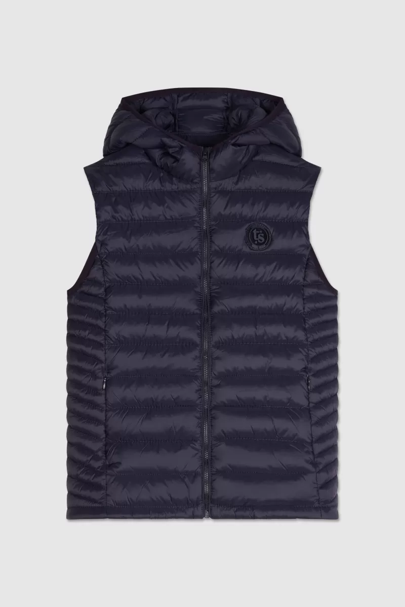 Teddy Smith Manteau<Doudoune sans manches B-TERRY 2 G HOOD JR TOTAL NAVY TOTALNAVY