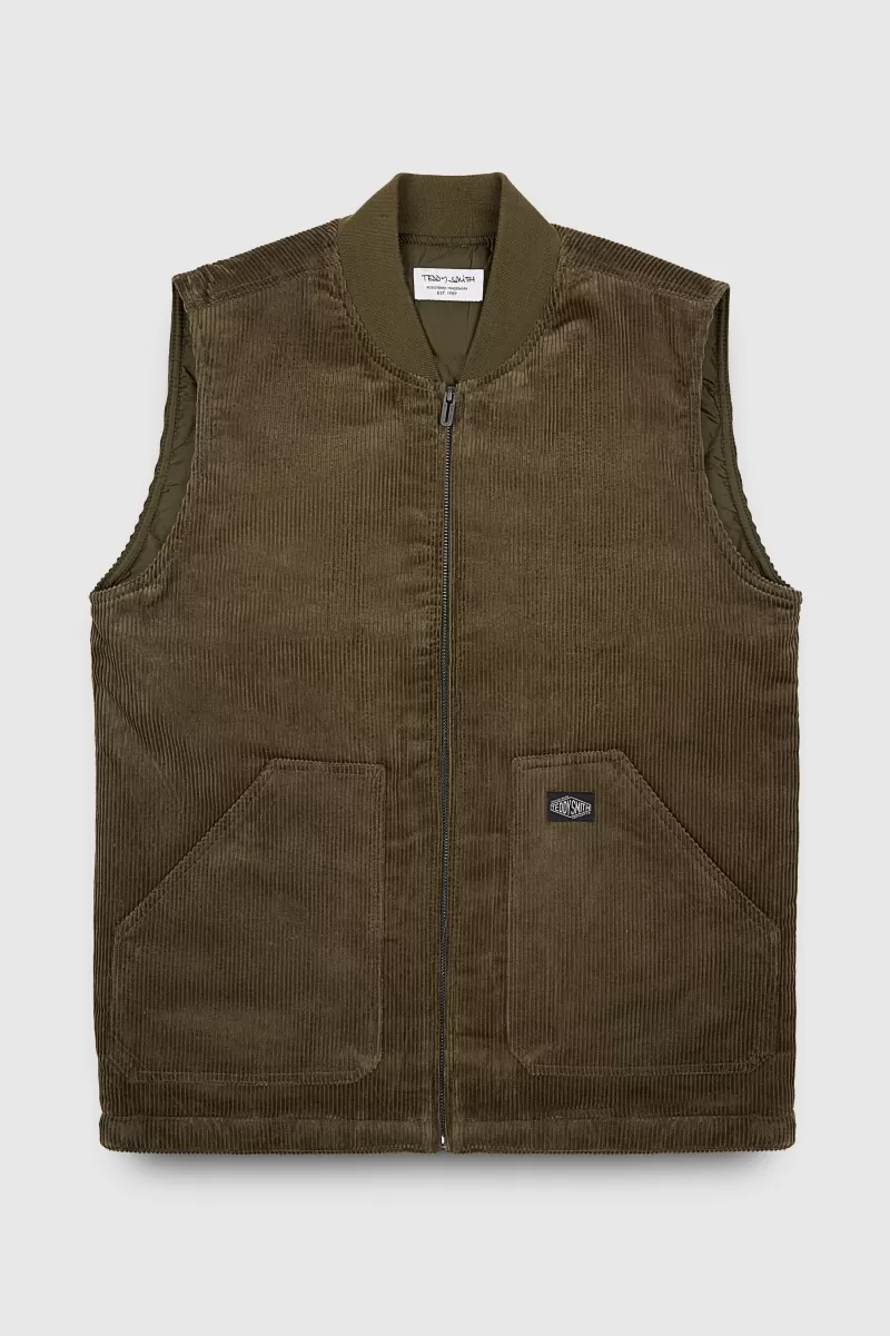 Teddy Smith Sweat<Gilet G-AMERY ZIP MILITARY KAKI MILITARYKAKI