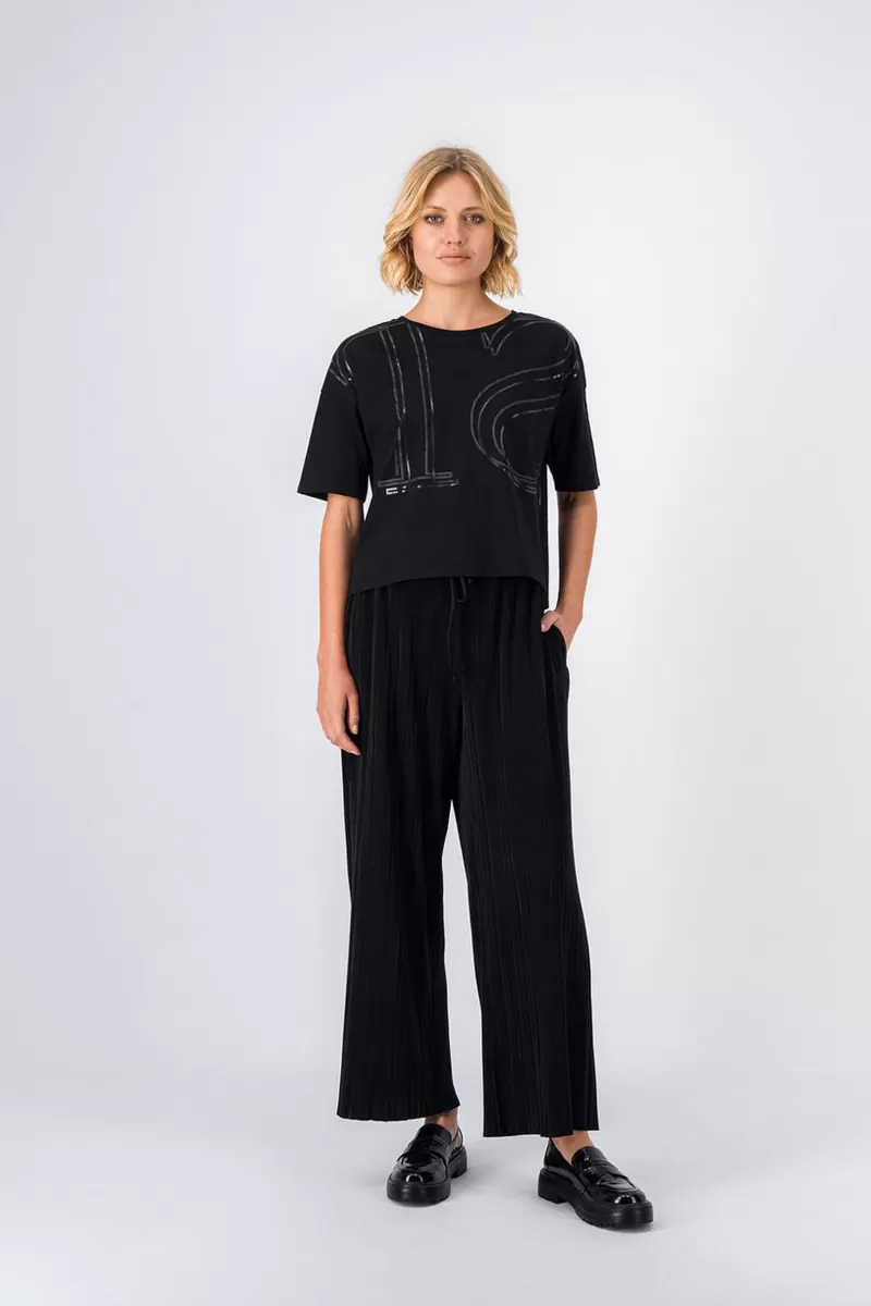 Teddy Smith Pantalon<Pantalon fluide plissé PEARL NOIR