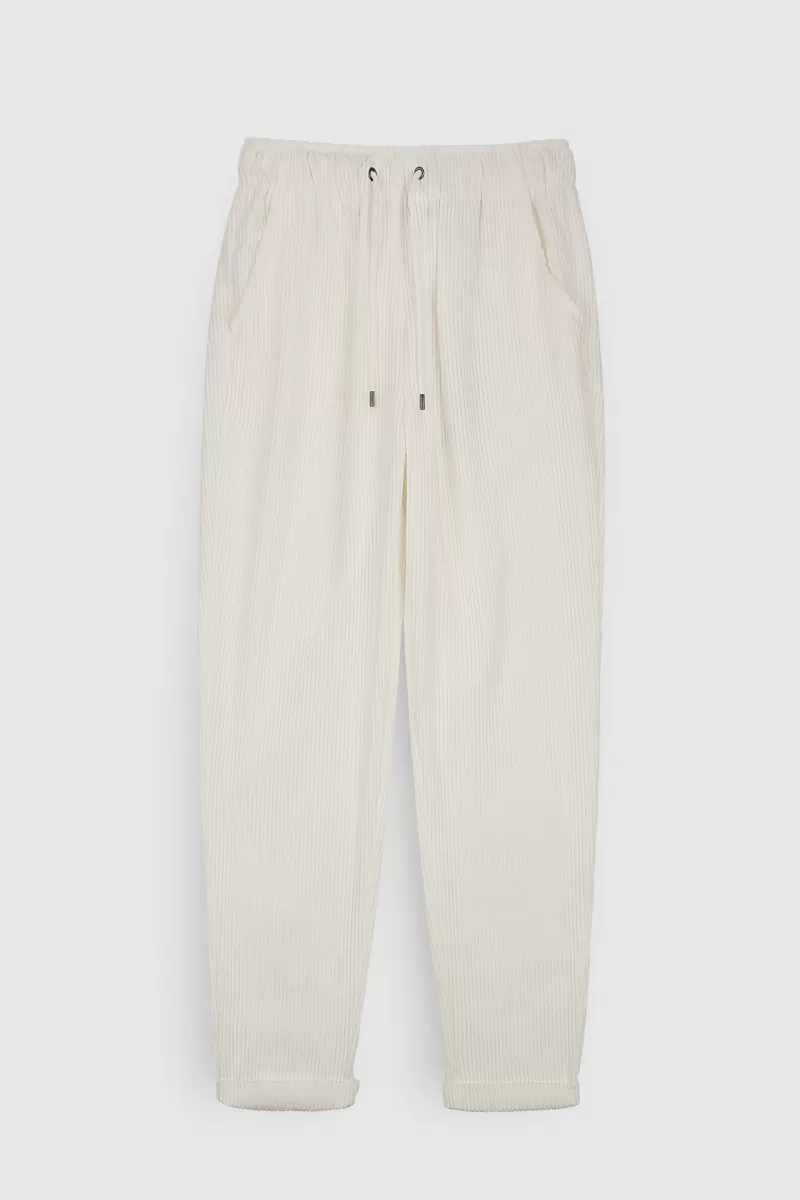 Teddy Smith Pantalon<Pantalon TEDDY VELOURS MIDDLE WHITE MIDDLEWHITE