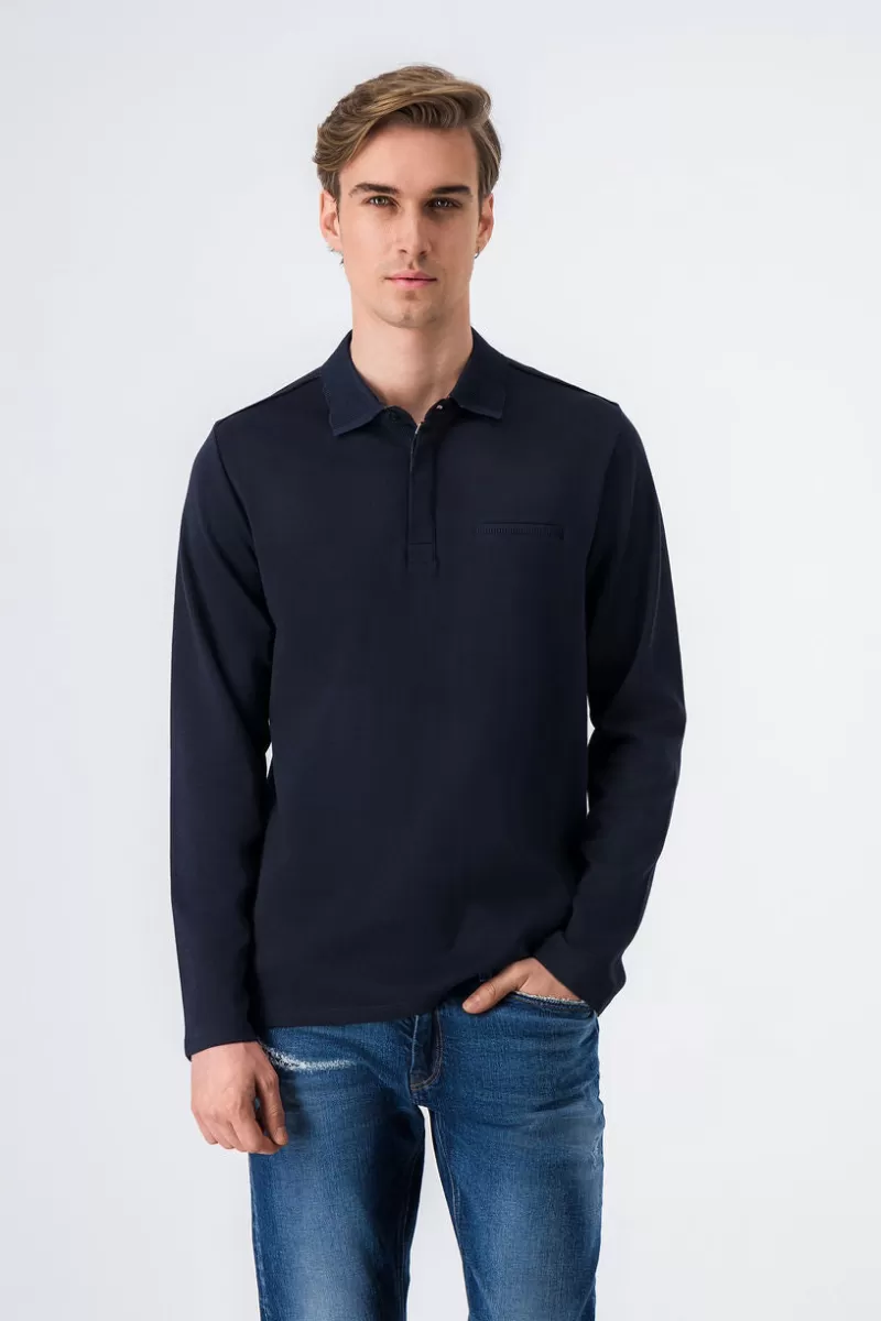 Teddy Smith Polo<Polo jersey JAPSON ML DARK NAVY