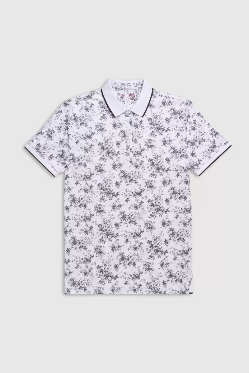 Teddy Smith Polo<Polo piqué imprimé manches courtes PASY 2 MC BLANC/FLORAL