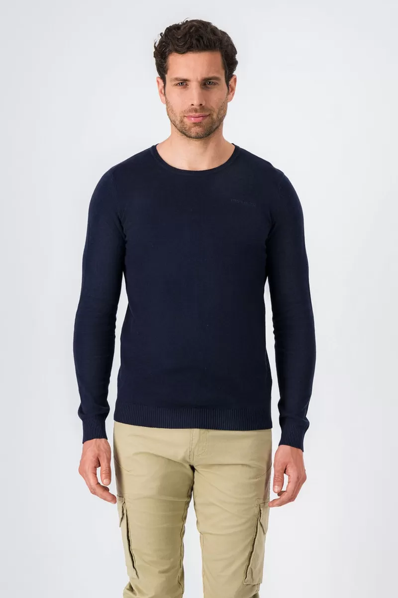 Teddy Smith Pull<Pull à col rond PULSER RC TOTAL NAVY CHINE TOTALNAVYCHINE