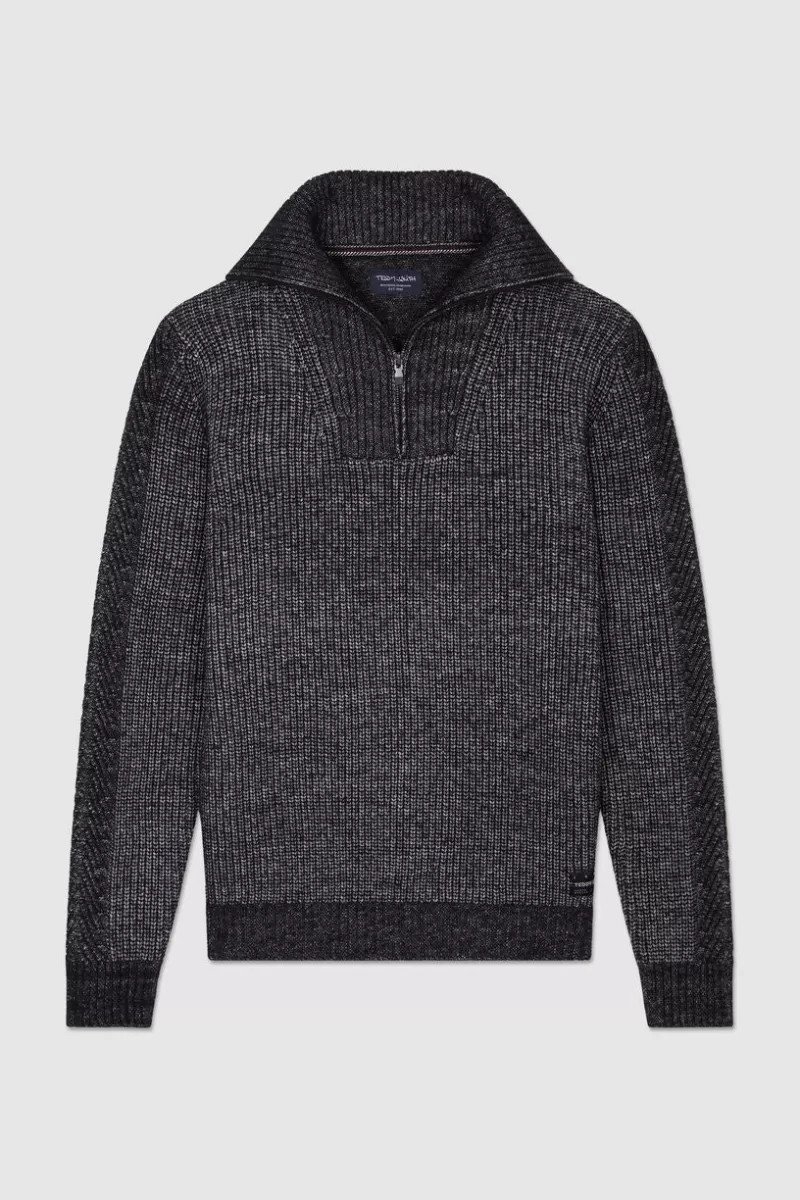 Teddy Smith Pull<Pull col camionneur CARMINO MELANGE BLACK MELANGEBLACK