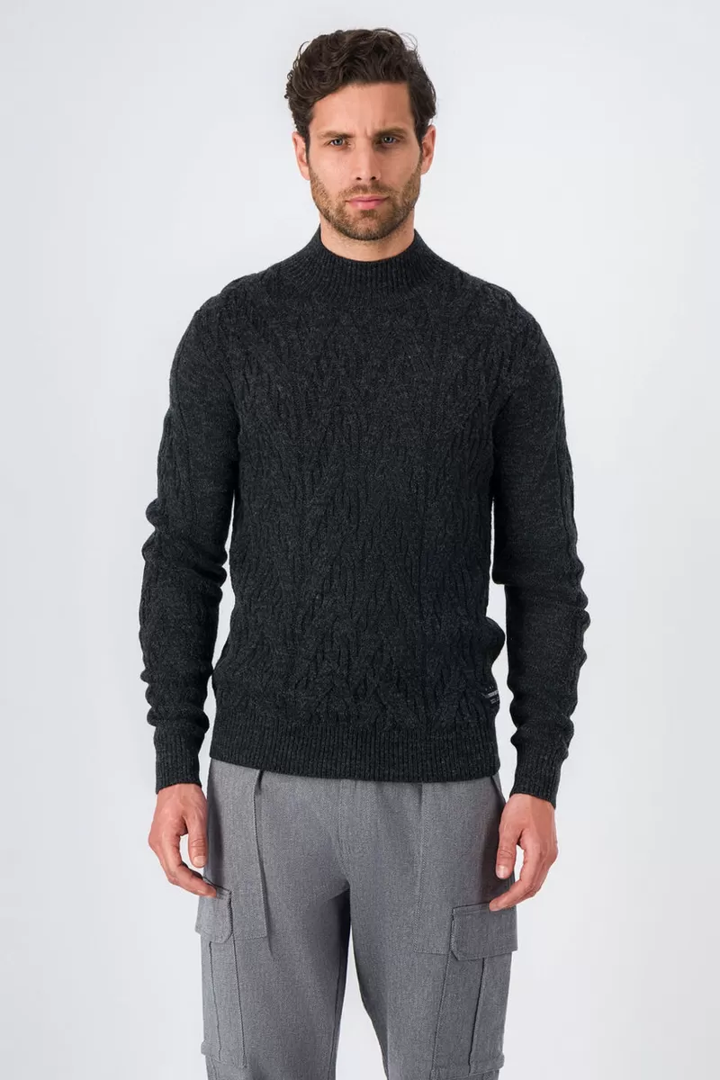 Teddy Smith Pull<Pull col cheminée FALCON MELANGE BLACK