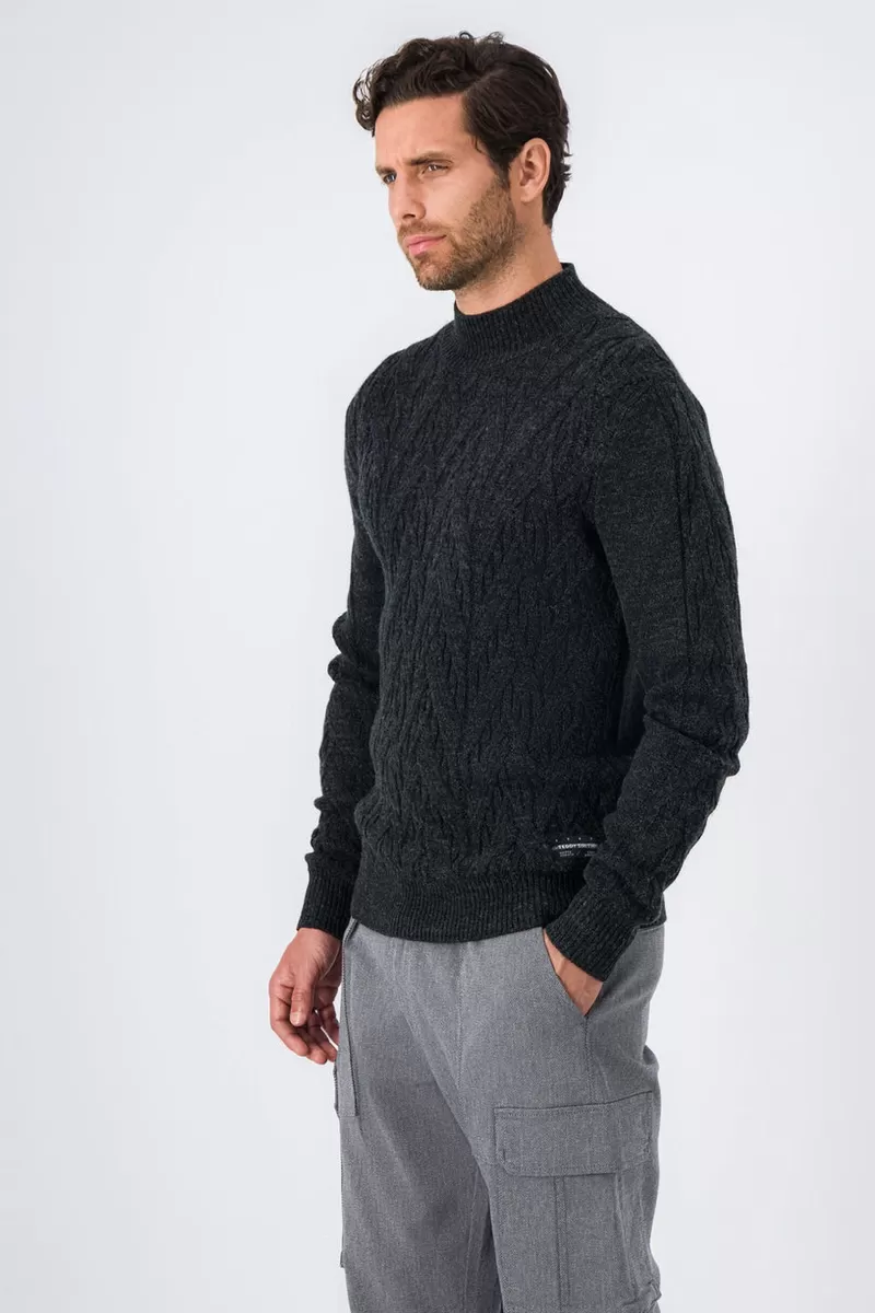 Teddy Smith Pull<Pull col cheminée FALCON MELANGE BLACK