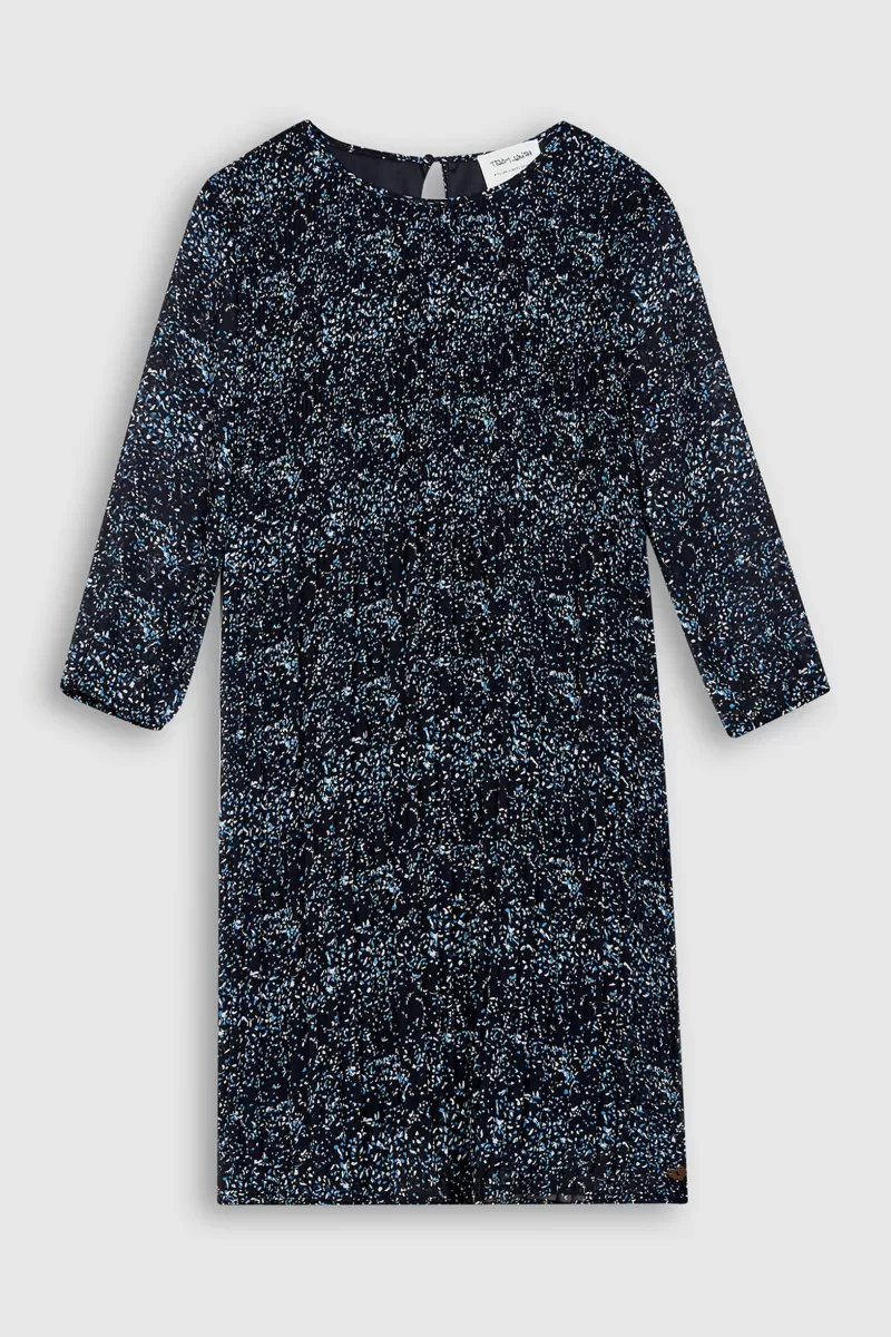 Teddy Smith Robe<Robe fluide plissée imprimée fille R-AMELIE JR DARK NAVY/MOTIF 1 DARKNAVY/MOTIF1