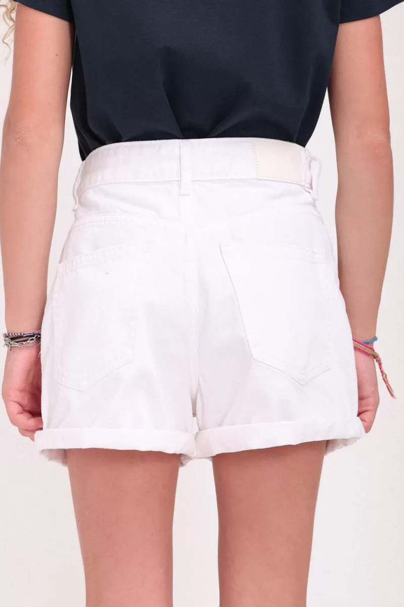 Teddy Smith Short<Short coupe 5 poches taille haute S-MOM JR ROLLER BLANC