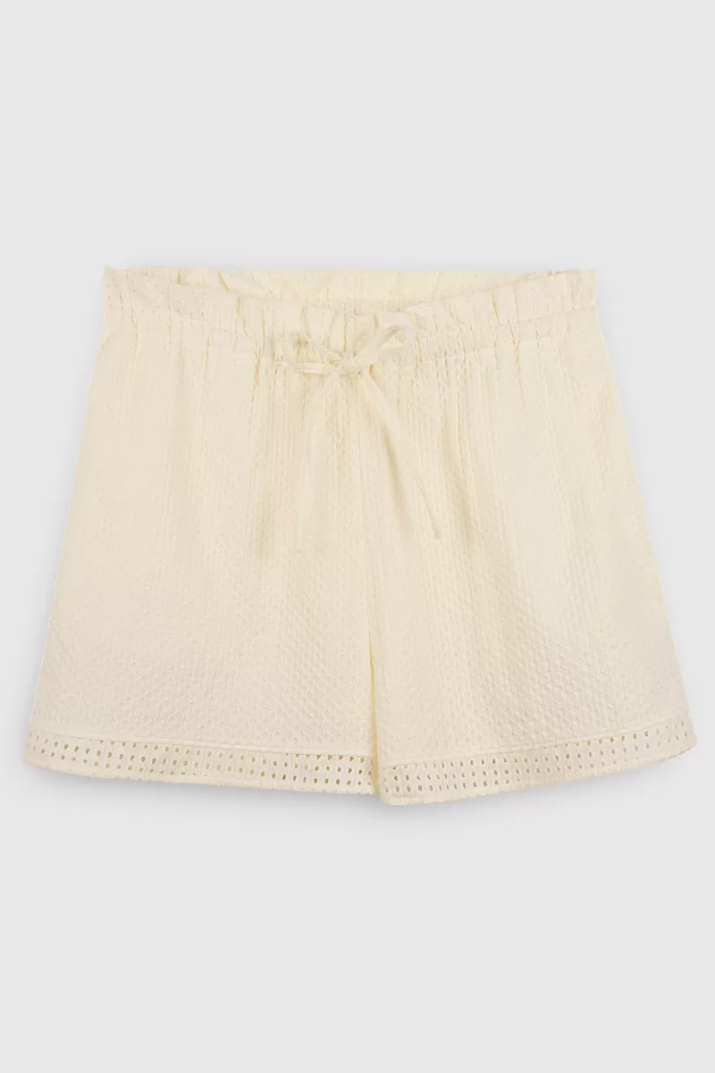 Teddy Smith Short<Short en broderie anglaise S-CRONY MIDDLE WHITE