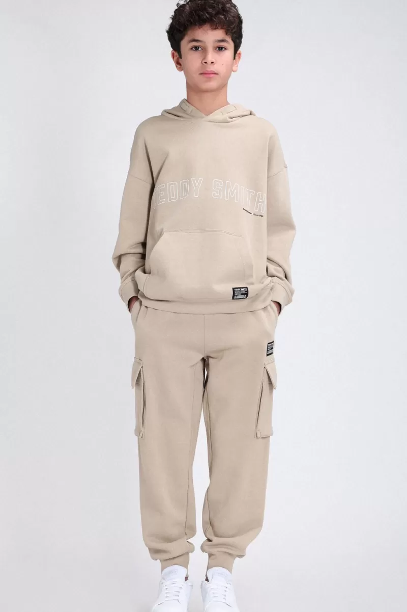 Teddy Smith Sweat<Sweat à capuche coupe large S-REC HOODY JR BEIGE