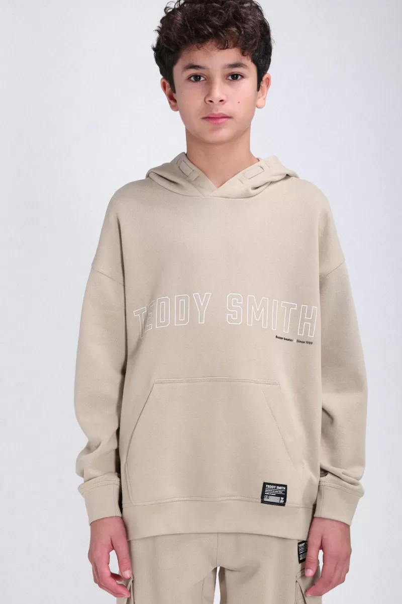 Teddy Smith Sweat<Sweat à capuche coupe large S-REC HOODY JR BEIGE