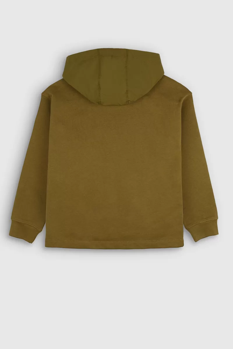 Teddy Smith Sweat<Sweat à capuche coupe large S-SULLY HOODY JR TROPICAL OLIVE