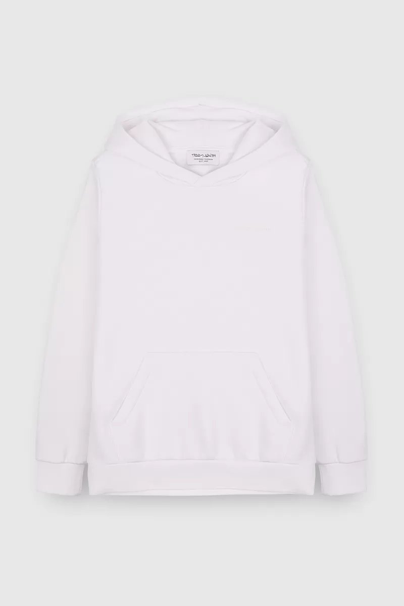 Teddy Smith Sweat<Sweat à capuche S-NARK HOODY JR BLANC