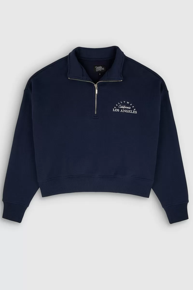 Teddy Smith Sweat<Sweat col montant zippé S-HYPE ZIP BLUE INK BLUEINK