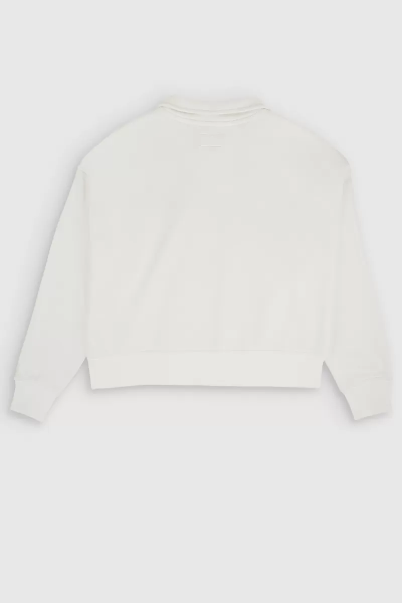 Teddy Smith Sweat<Sweat col montant zippé S-HYPE ZIP MIDDLE WHITE MIDDLEWHITE