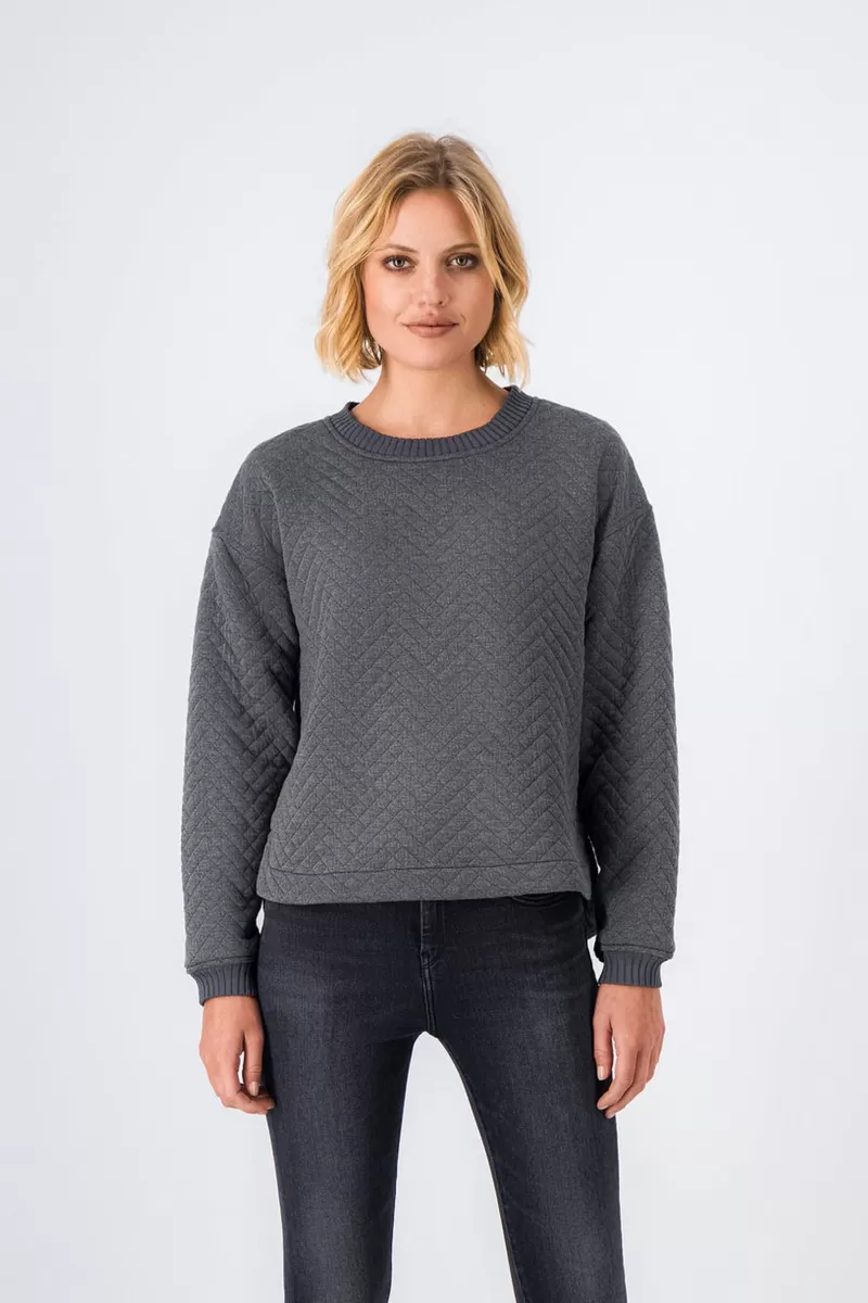 Teddy Smith Sweat<Sweat matelassé SAFY MELANGE BLACK