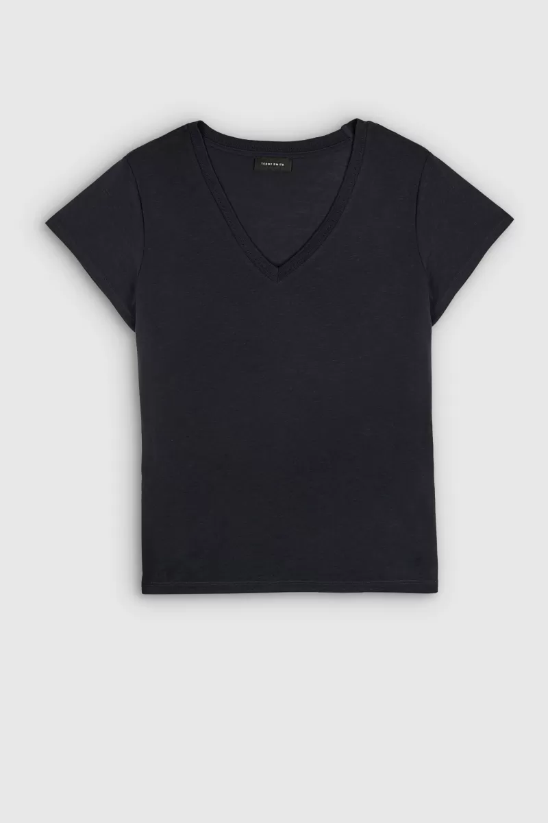 Teddy Smith T-shirt<Top col V T-POETI DARK NAVY DARKNAVY