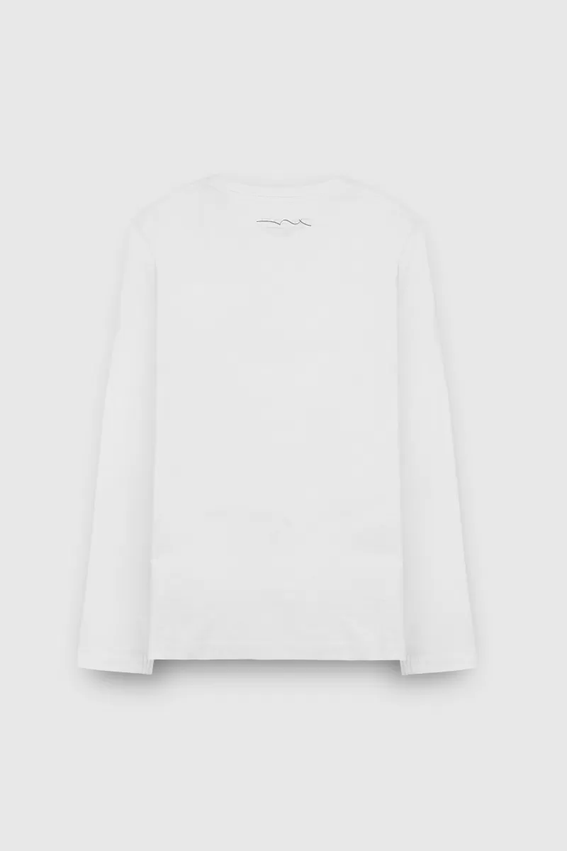 Teddy Smith T-shirt<T-shirt col rond EVAN ML JR  BLANC