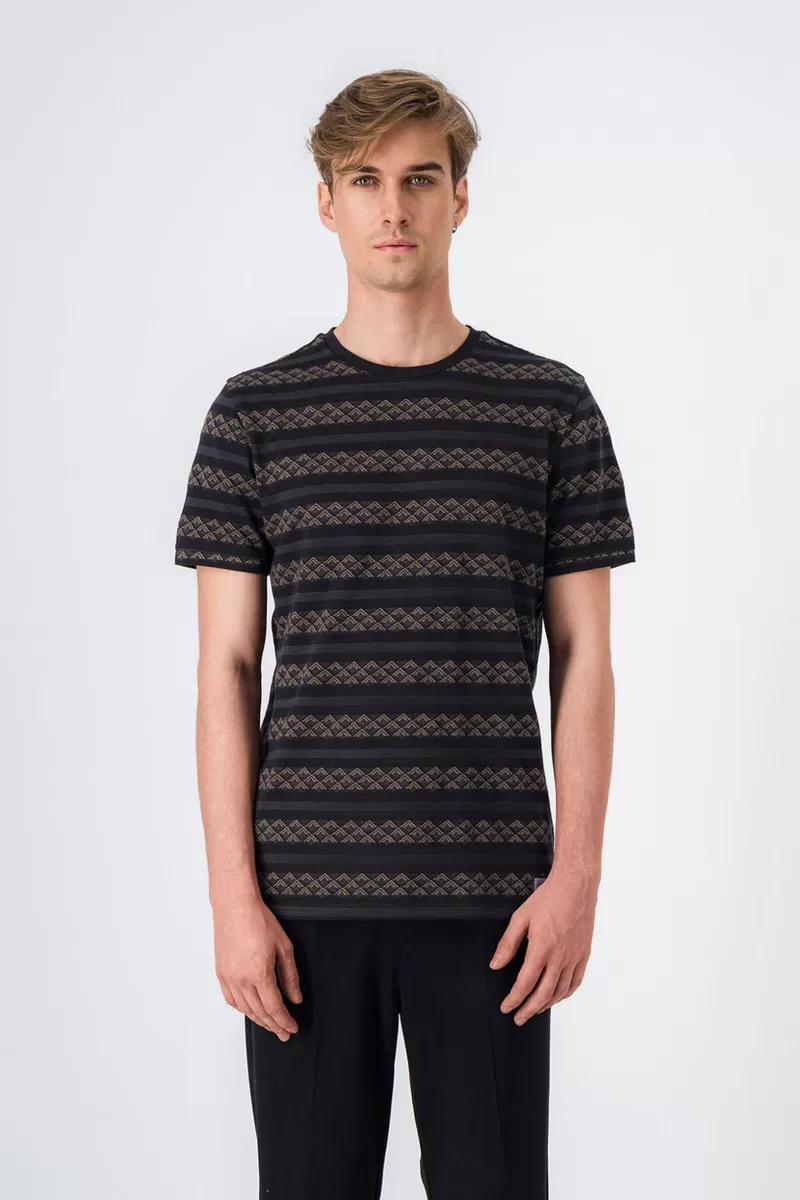 Teddy Smith T-shirt<T-shirt col rond jacquard JAMES MC CHARBON