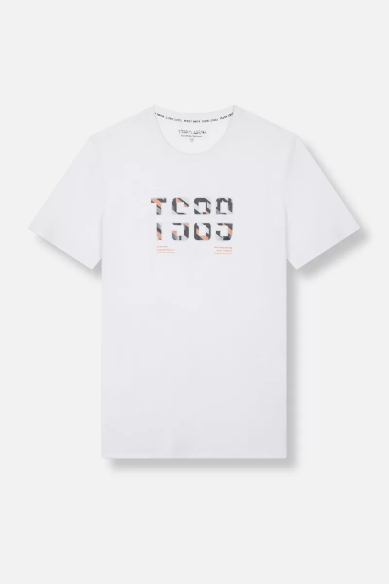 Teddy Smith T-shirt<T-shirt col rond manches courtes T-ALDER MC  BLANC