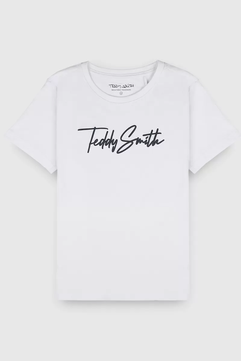 Teddy Smith T-shirt<T-shirt col rond manches courtes T-EVAN MC JR BLANC