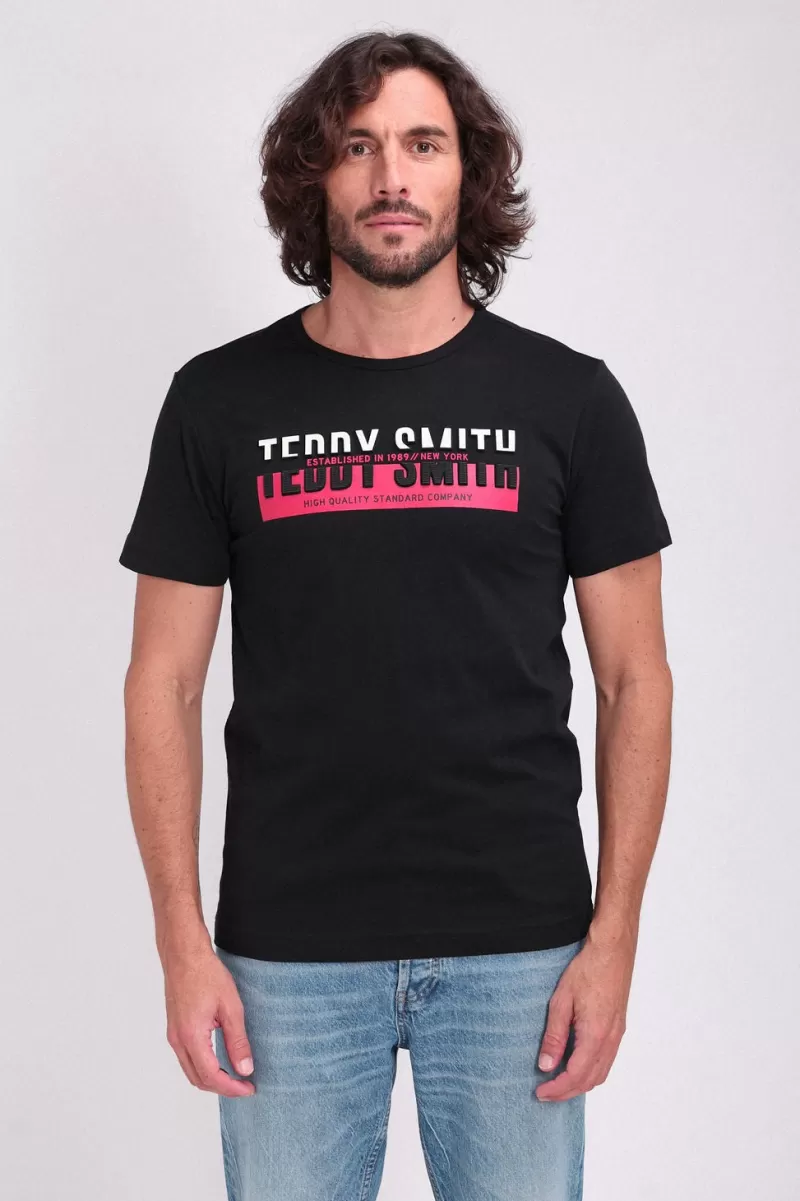 Teddy Smith T-shirt<T-shirt col rond manches courtes T-GORDON MC CHARBON