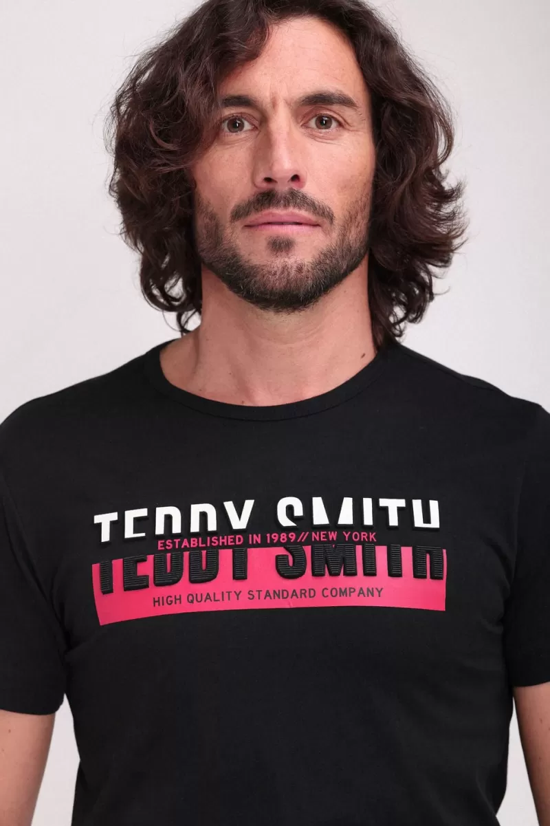 Teddy Smith T-shirt<T-shirt col rond manches courtes T-GORDON MC CHARBON