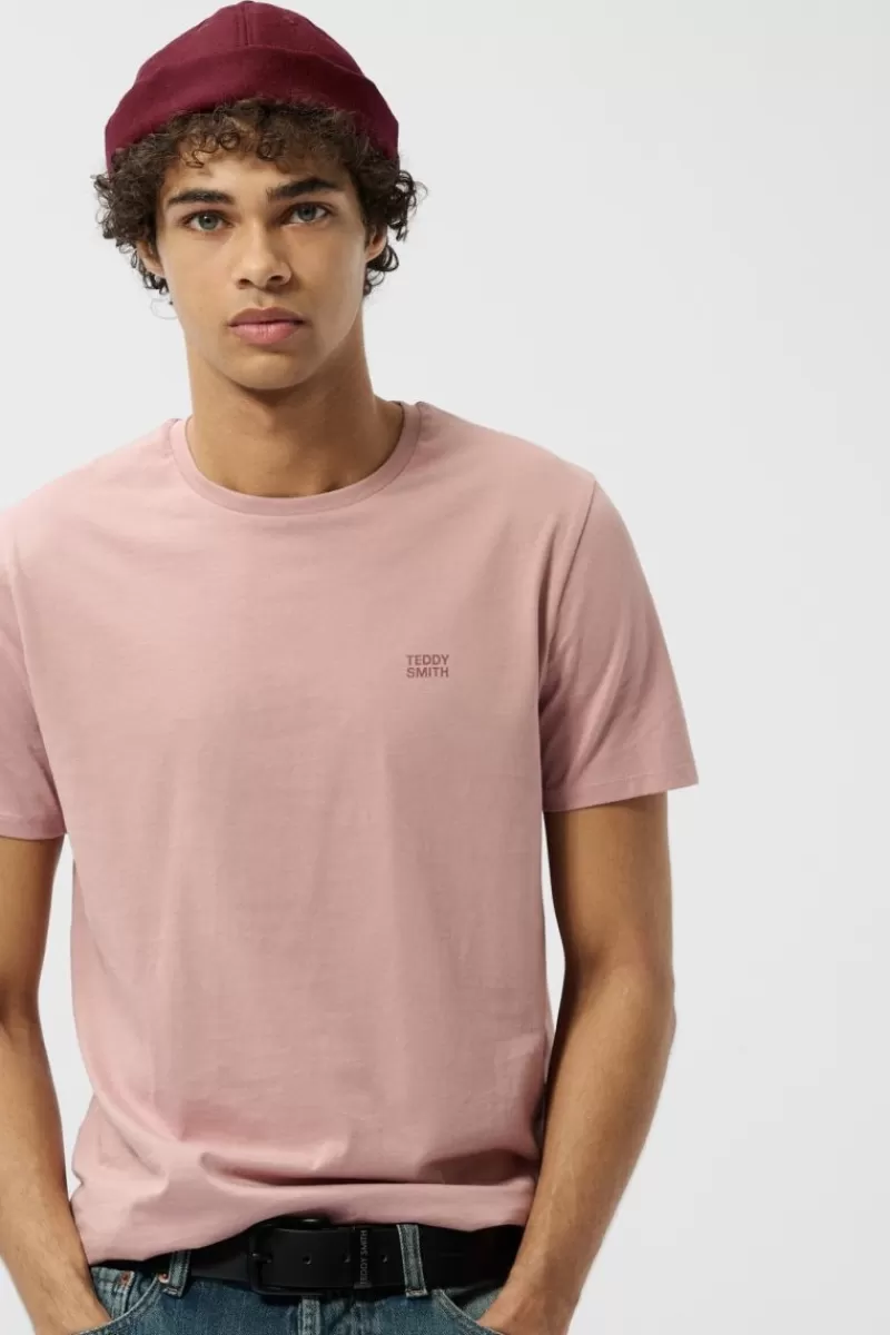 Teddy Smith T-shirt<T-shirt col rond manches courtes THE TEE 1 MC WOOD ROSE WOODROSE