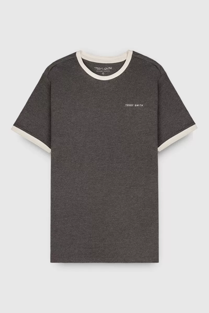 Teddy Smith T-shirt<T-shirt col rond manches courtes THE TEE 2 R ANTHRACITE CHINE/MIDDLE W ANTHRACITECHINE/MIDDLEW