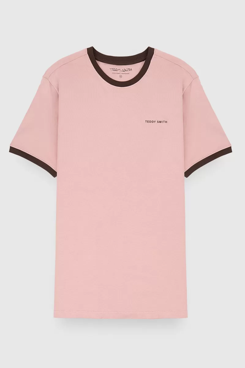 Teddy Smith T-shirt<T-shirt col rond manches courtes THE TEE 2 R MC WOOD ROSE WOODROSE
