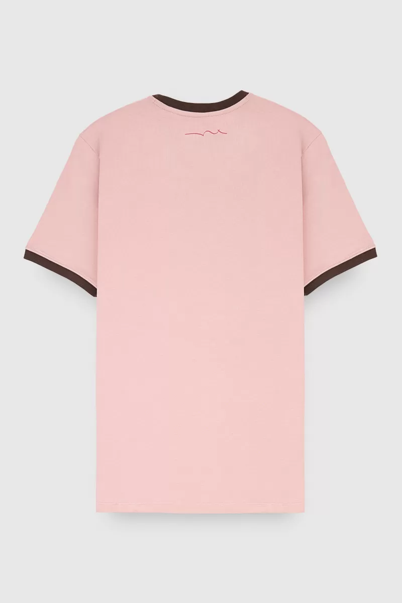 Teddy Smith T-shirt<T-shirt col rond manches courtes THE TEE 2 R MC WOOD ROSE WOODROSE