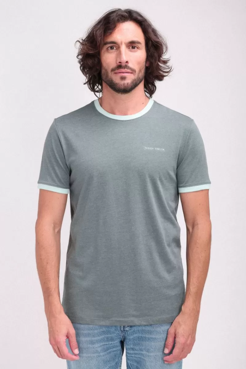 Teddy Smith T-shirt<T-shirt col rond manches courtes THE TEE 2 R VINTAGE KAKI CHINE VINTAGEKAKICHINE