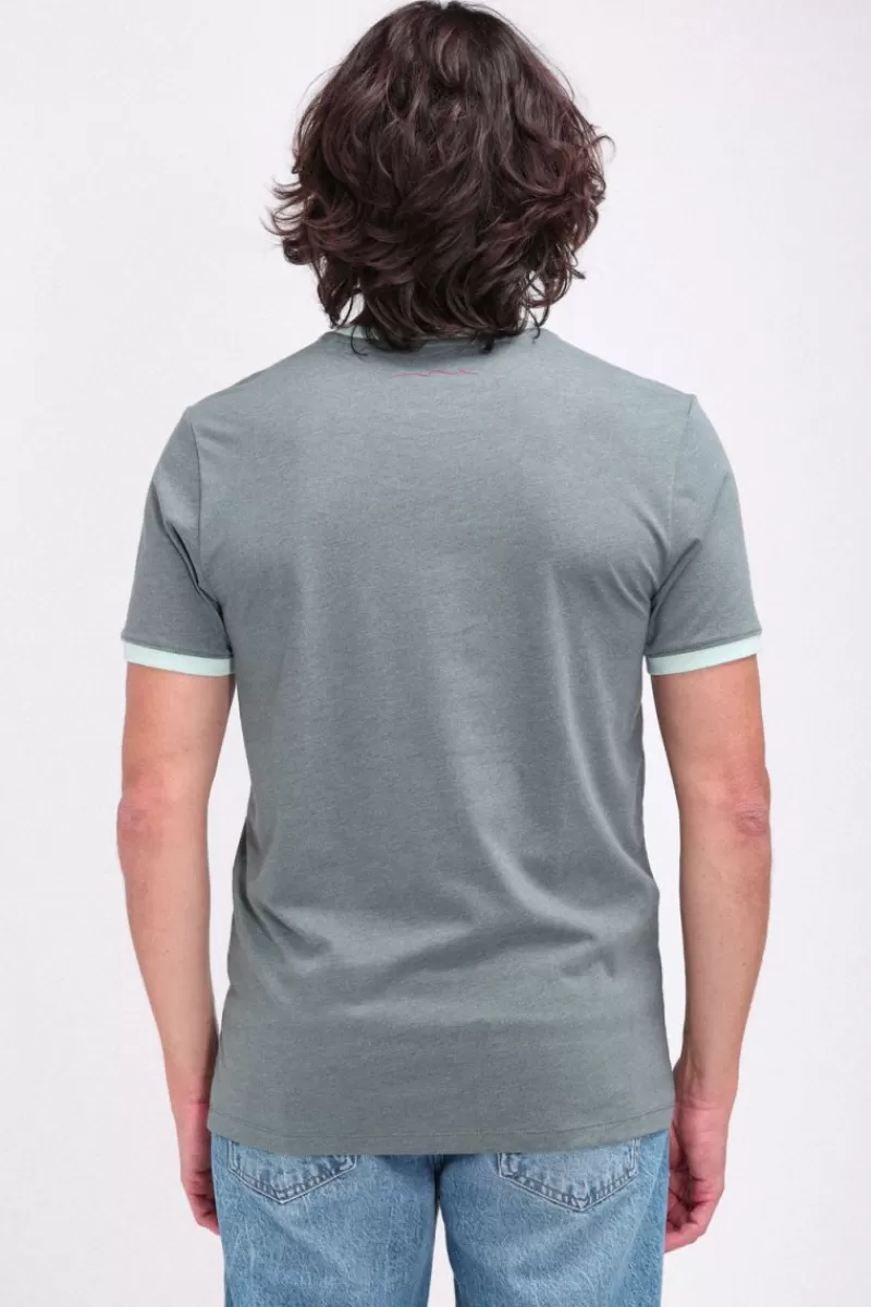 Teddy Smith T-shirt<T-shirt col rond manches courtes THE TEE 2 R VINTAGE KAKI CHINE VINTAGEKAKICHINE
