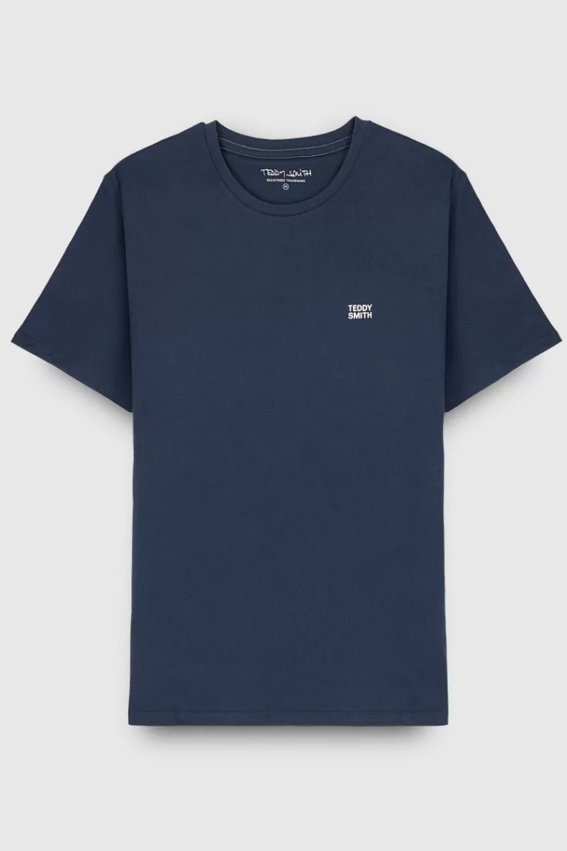 Teddy Smith T-shirt<T-shirt col rond manches courtes THE TEE 1 TOTAL NAVY TOTALNAVY