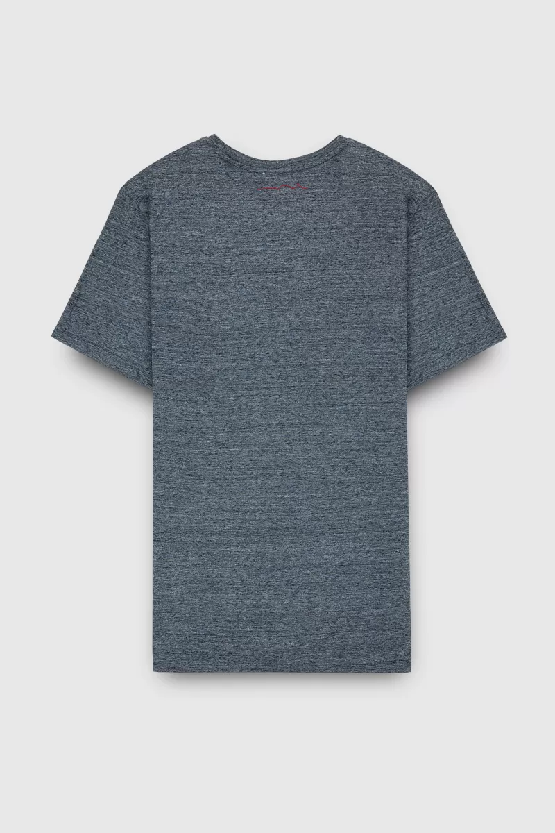 Teddy Smith T-shirt<T-shirt col rond manches courtes T-NARK CHINE MC TOTAL NAVY CHINE/BLAN