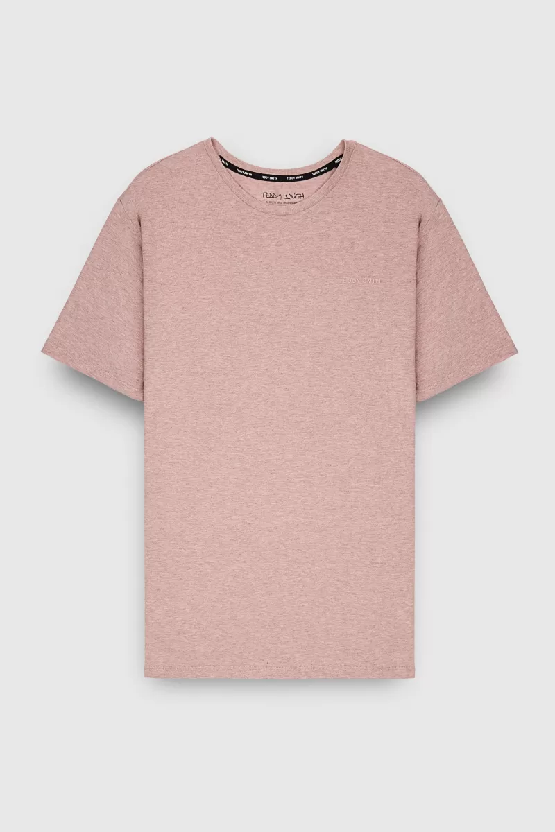 Teddy Smith T-shirt<T-shirt col rond manches courtes T-NARK CHINE MC WOOD ROSE CHINE WOODROSECHINE
