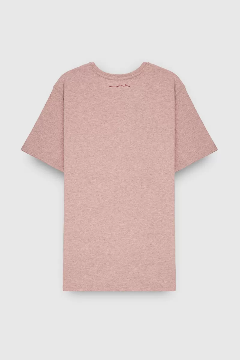 Teddy Smith T-shirt<T-shirt col rond manches courtes T-NARK CHINE MC WOOD ROSE CHINE WOODROSECHINE