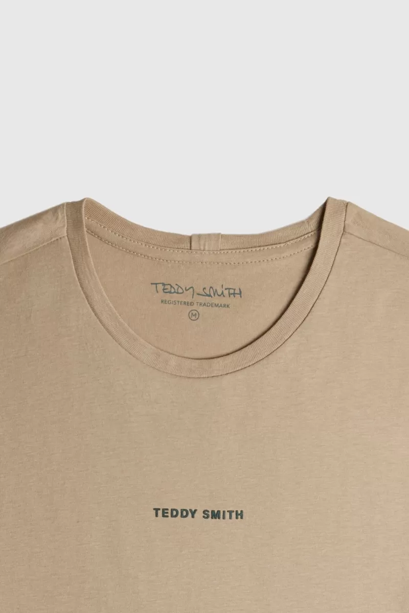 Teddy Smith T-shirt<T-shirt col rond manches courtes T-SOY 2 MC BEIGE