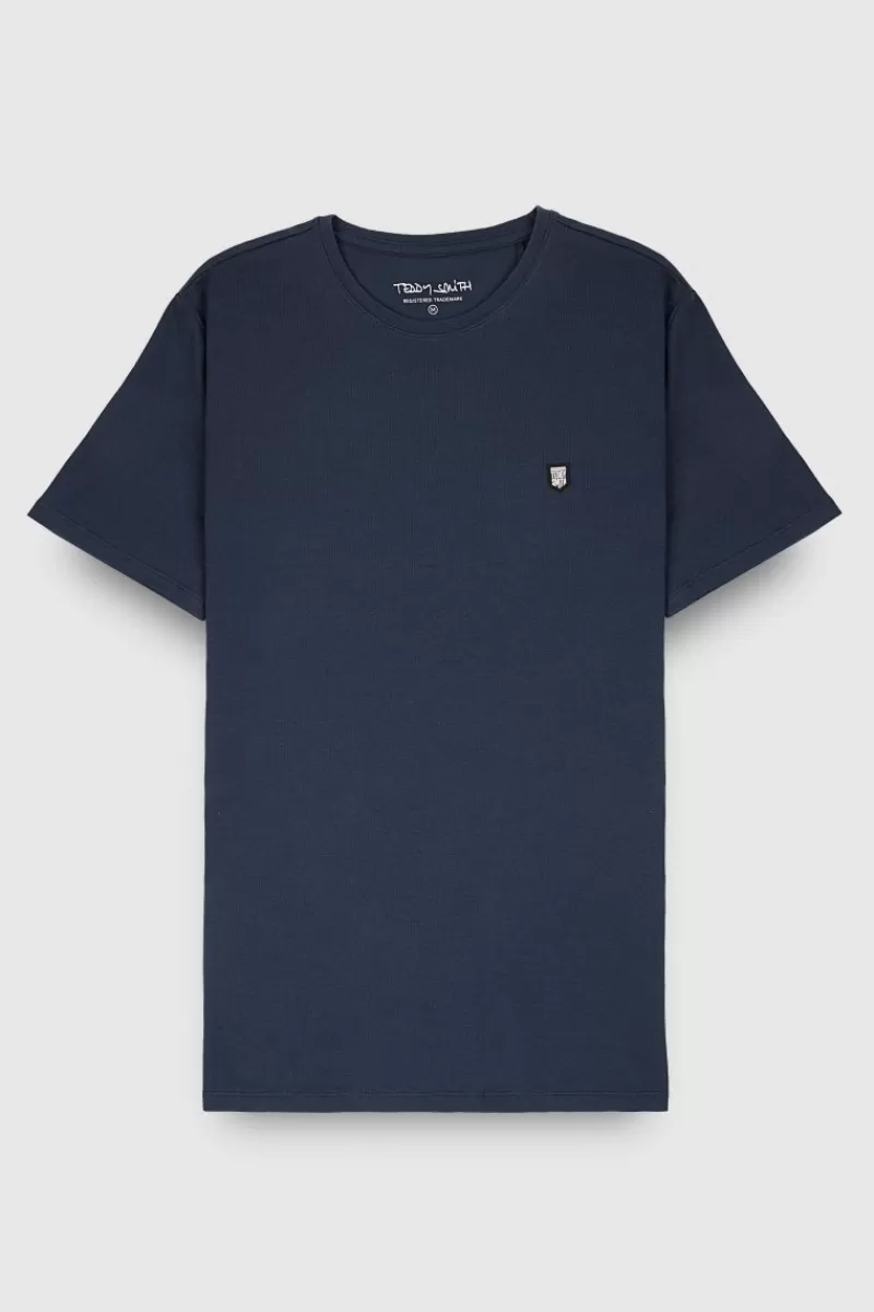 Teddy Smith T-shirt<T-shirt col rond manches courtes T-TAHO MC TOTAL NAVY TOTALNAVY