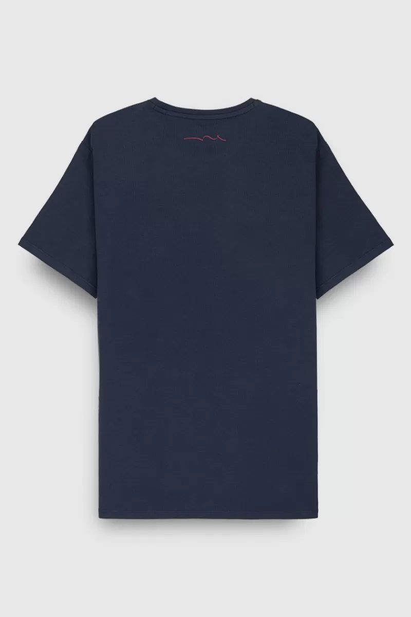 Teddy Smith T-shirt<T-shirt col rond manches courtes T-TAHO MC TOTAL NAVY TOTALNAVY