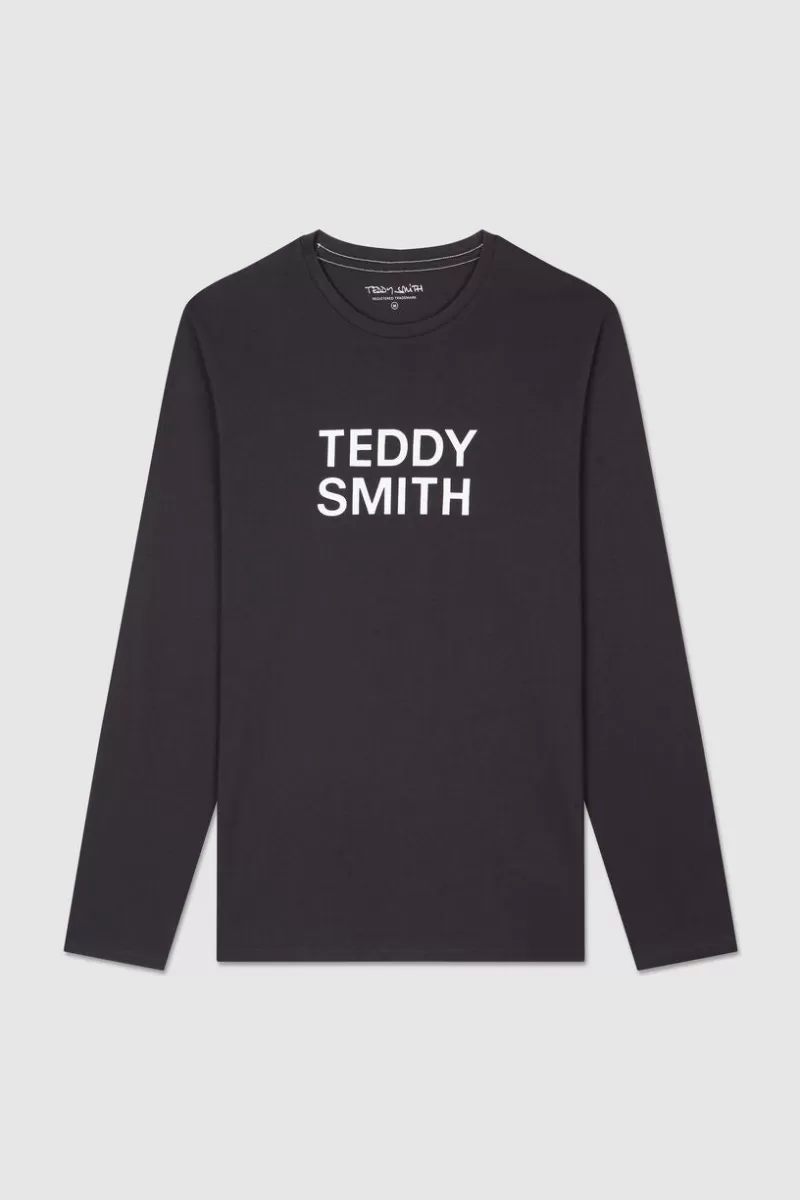 Teddy Smith T-shirt<T-shirt col rond manches longues TICLASS BASIC ML DARK NAVY/WHITE DARKNAVY/WHITE