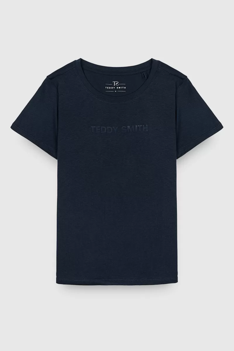 Teddy Smith T-shirt<T-shirt col rond NEW TICIA MC JR TOTAL NAVY/PRINT 1 TOTALNAVY/PRINT1