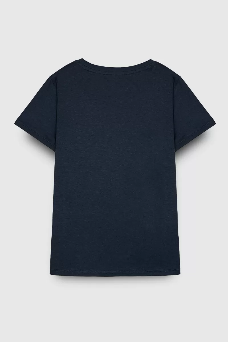 Teddy Smith T-shirt<T-shirt col rond NEW TICIA MC JR TOTAL NAVY/PRINT 1 TOTALNAVY/PRINT1