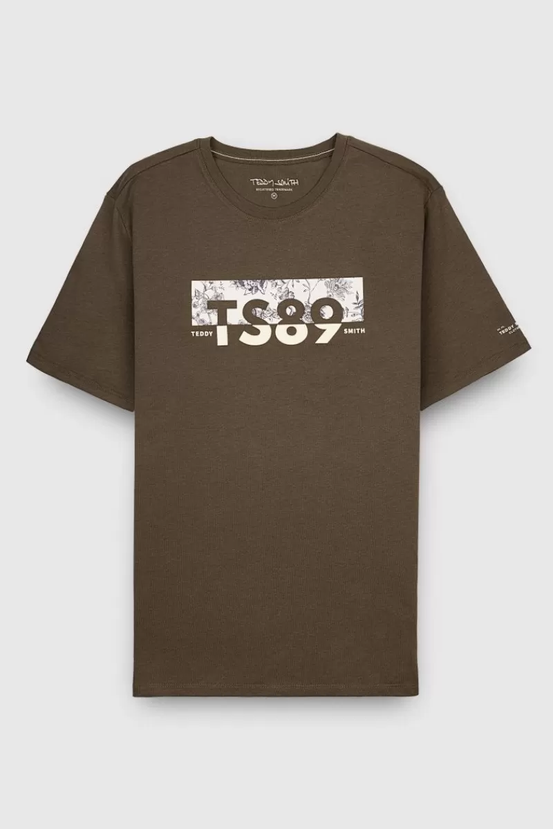 Teddy Smith T-shirt<T-shirt col rond TEZIO 2 MC RAVEN KAKI RAVENKAKI