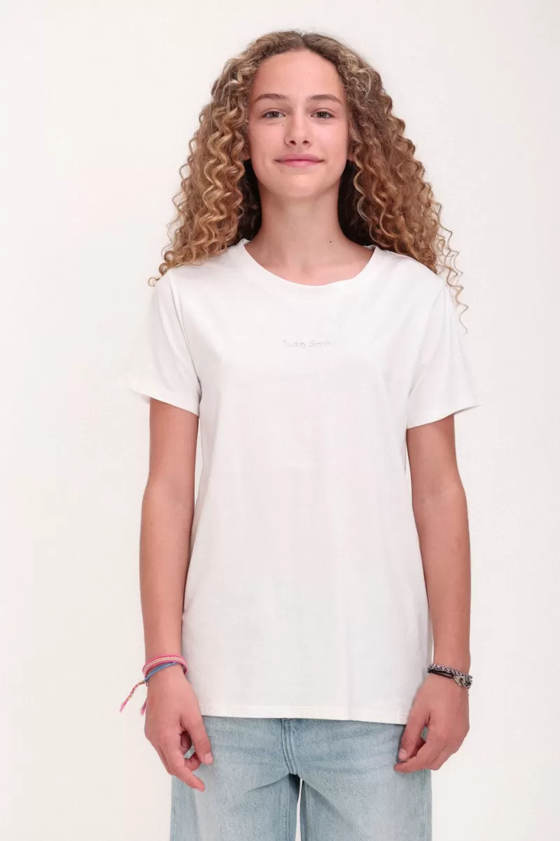 Teddy Smith T-shirt<T-shirt col rond T-LILY MC JR MIDDLE WHITE