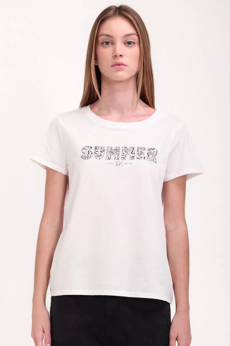 Teddy Smith T-shirt<T-shirt col rond T-LILY MC MIDDLE WHITE